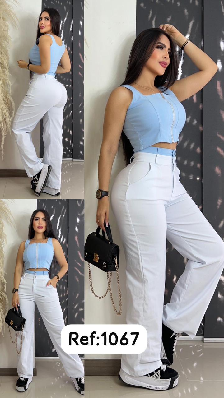 1067 pantalón y top en tela Viena