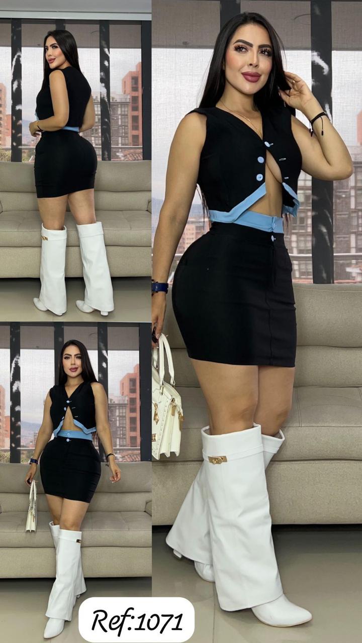 1071 falda y top dos colores