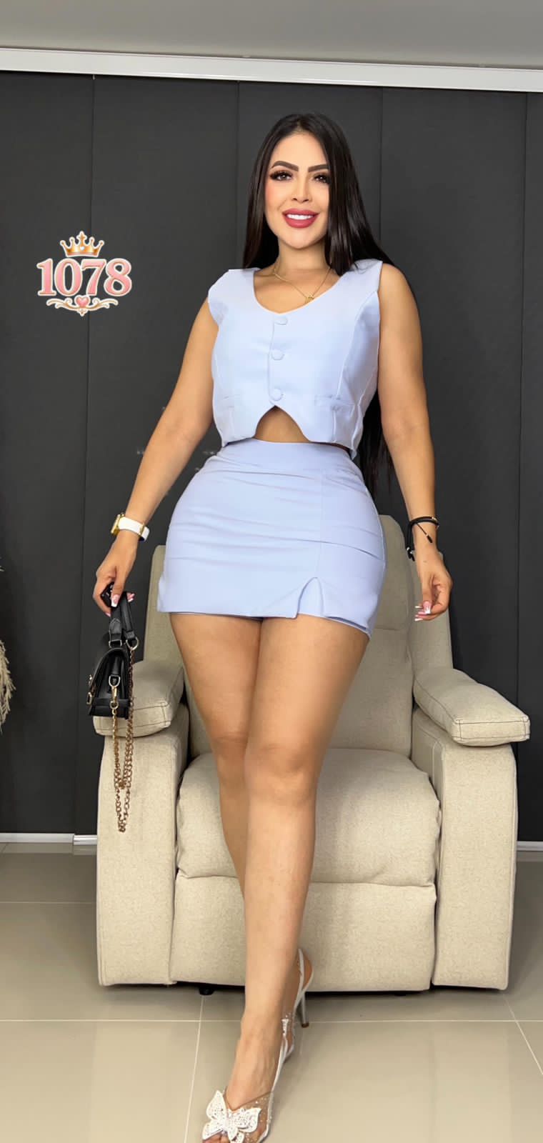 1078 falda short top botones en Viena