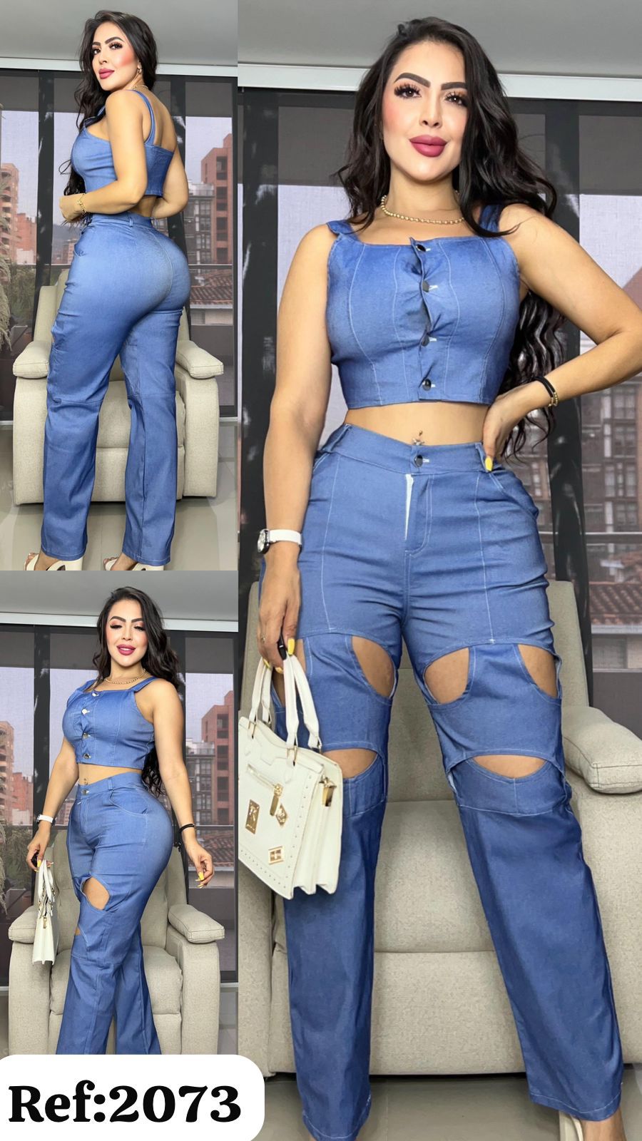 2073 pantalón O y top tiras