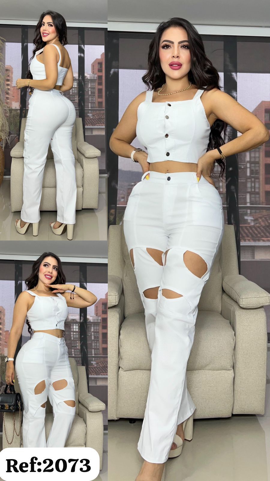 2073 pantalón O y top tiras