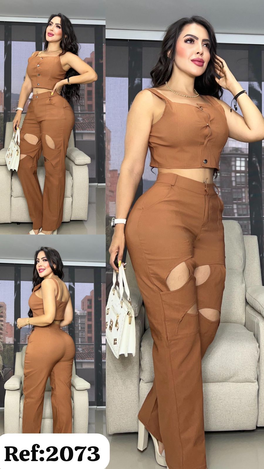 2073 pantalón O y top tiras