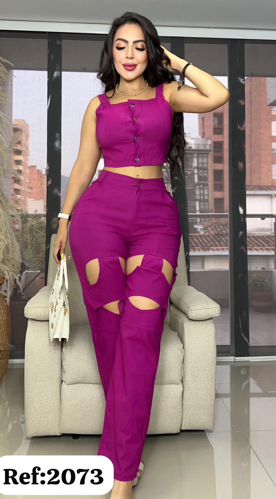 2073 pantalón O y top tiras