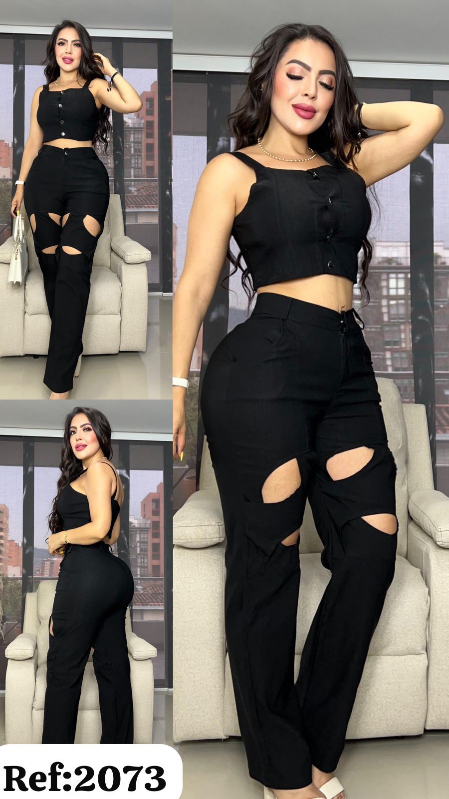 2073 pantalón O y top tiras