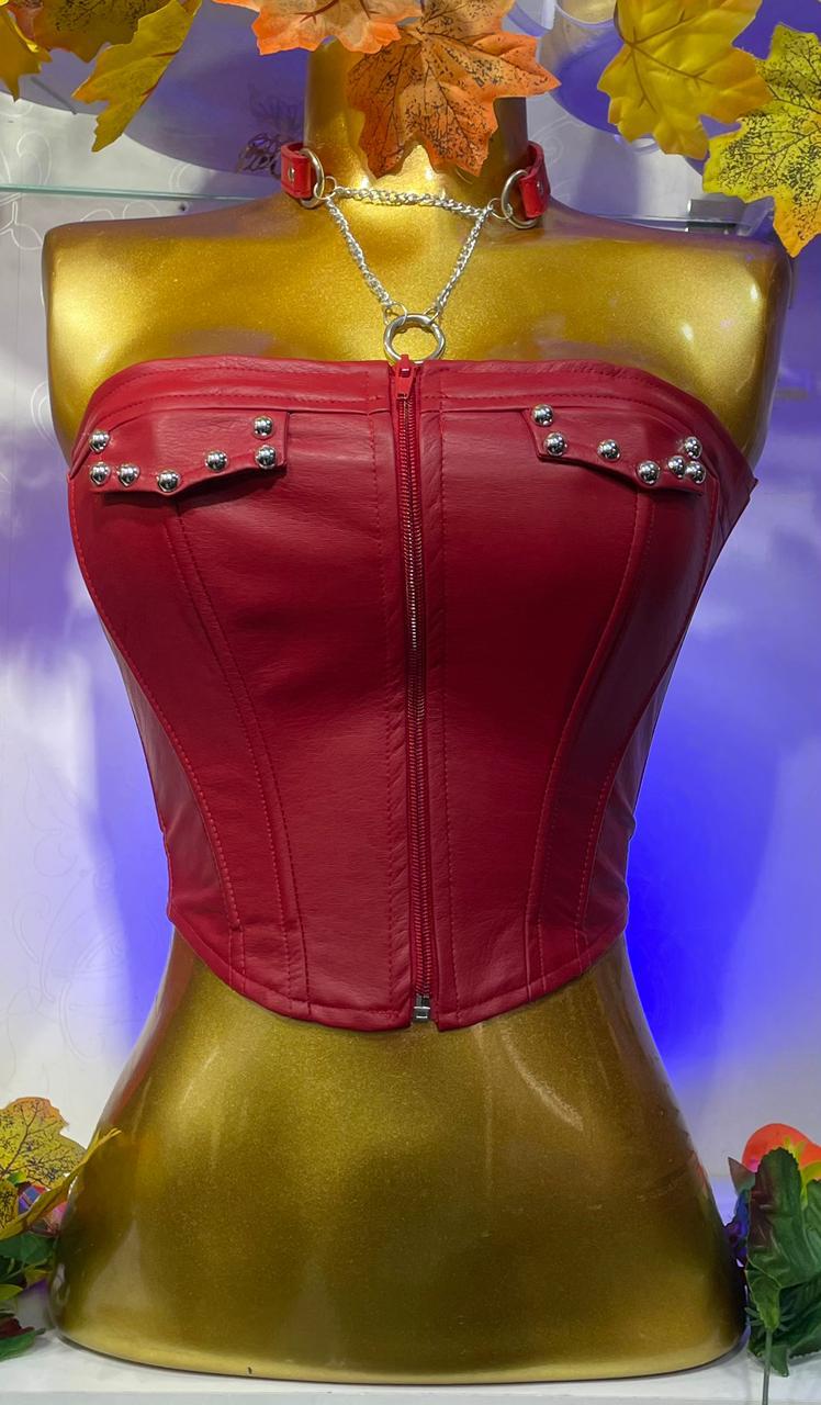 CORSET CORTO 01 2 - Croptop bolsillos en cuero tech